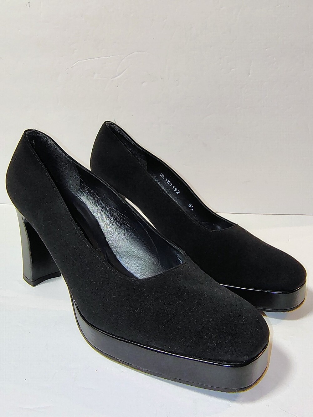 Stuart Weitzman Russell & Bromley Black Suede Leather Platform High Heel Pumps - Picture 2 of 9